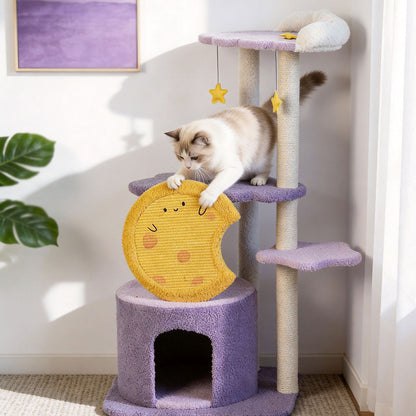 Purple Star Moon Cat Tree | Cute Multi-level Cat Scratching Post & Activity Center