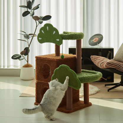 Pine-Shaped Multi-Level Cat Tree | Large Cat Tower with Scratching Posts for Large Cats