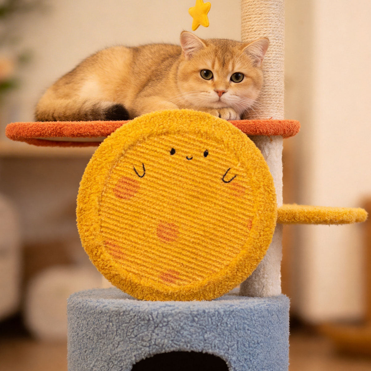 Cute Star Moon Multi-level Cat Tree | Durable Sisal Cat Scratching Post Cat Furniture