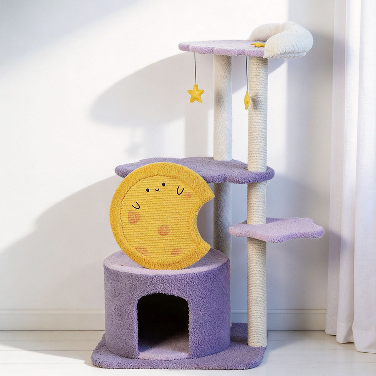 Purple Star Moon Cat Tree | Cute Multi-level Cat Scratching Post & Activity Center
