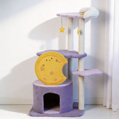 Purple Star Moon Cat Tree | Cute Multi-level Cat Scratching Post & Activity Center