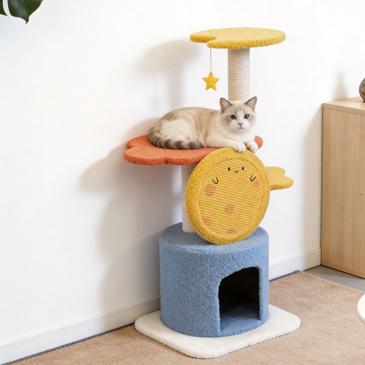 Cute Star Moon Multi-level Cat Tree | Durable Sisal Cat Scratching Post Cat Furniture