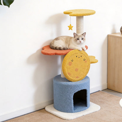 Cute Star Moon Multi-level Cat Tree | Durable Sisal Cat Scratching Post Cat Furniture
